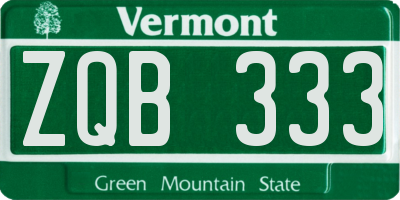 VT license plate ZQB333