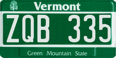 VT license plate ZQB335