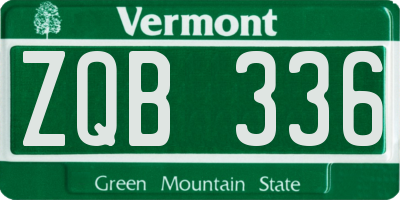 VT license plate ZQB336