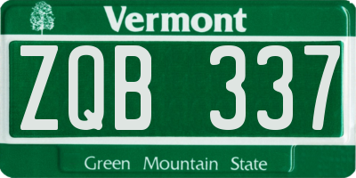 VT license plate ZQB337