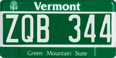 VT license plate ZQB344