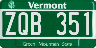 VT license plate ZQB351