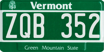 VT license plate ZQB352