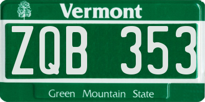 VT license plate ZQB353