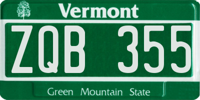 VT license plate ZQB355
