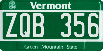 VT license plate ZQB356