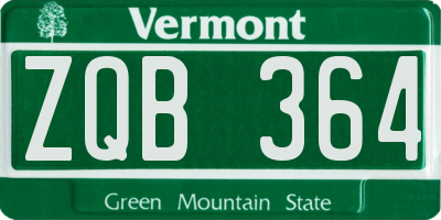 VT license plate ZQB364