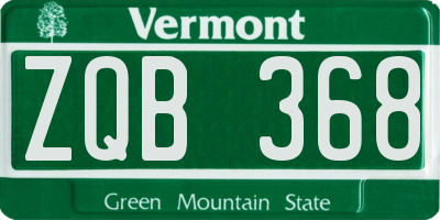 VT license plate ZQB368