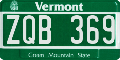 VT license plate ZQB369