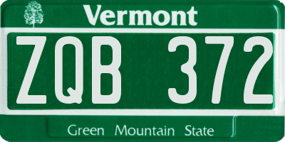 VT license plate ZQB372