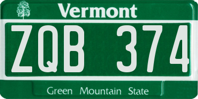 VT license plate ZQB374