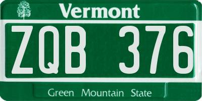 VT license plate ZQB376
