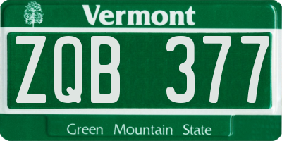 VT license plate ZQB377