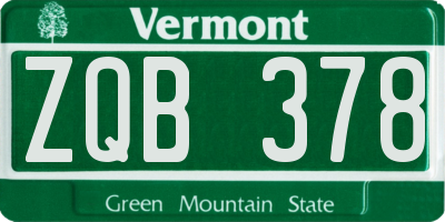VT license plate ZQB378