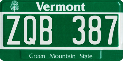 VT license plate ZQB387