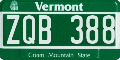 VT license plate ZQB388