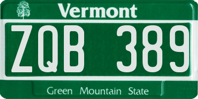 VT license plate ZQB389