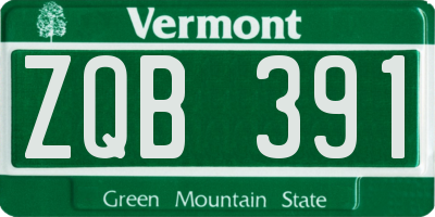 VT license plate ZQB391
