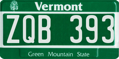 VT license plate ZQB393