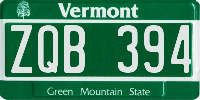 VT license plate ZQB394
