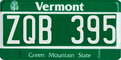 VT license plate ZQB395