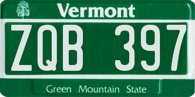 VT license plate ZQB397