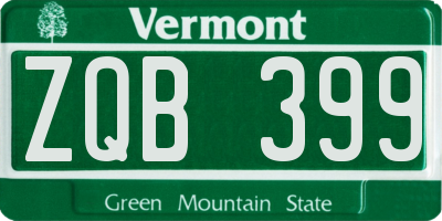 VT license plate ZQB399