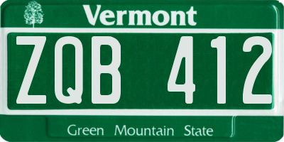 VT license plate ZQB412