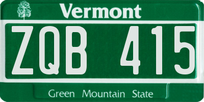VT license plate ZQB415