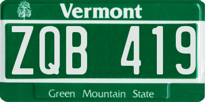 VT license plate ZQB419