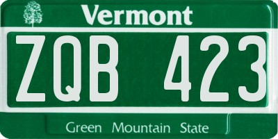 VT license plate ZQB423