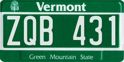 VT license plate ZQB431