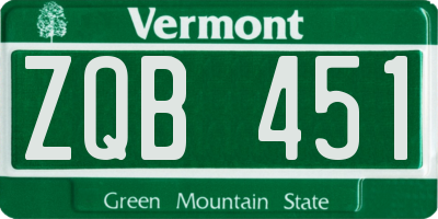 VT license plate ZQB451