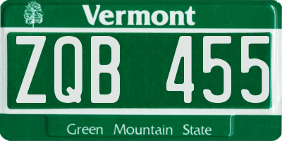 VT license plate ZQB455