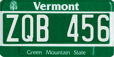 VT license plate ZQB456