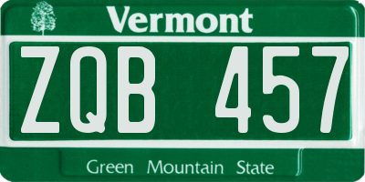 VT license plate ZQB457