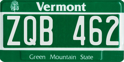 VT license plate ZQB462