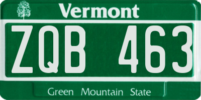 VT license plate ZQB463