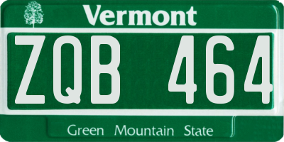 VT license plate ZQB464