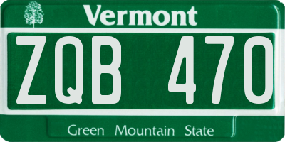 VT license plate ZQB470