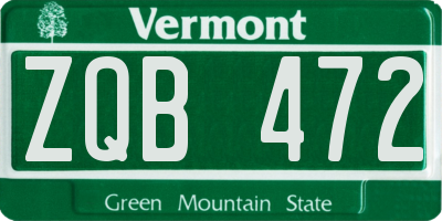 VT license plate ZQB472