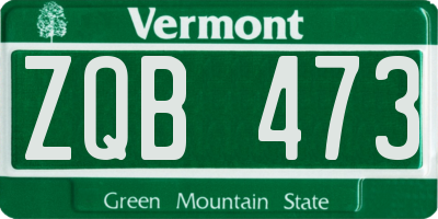 VT license plate ZQB473