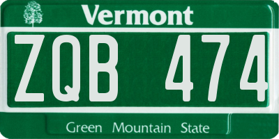 VT license plate ZQB474