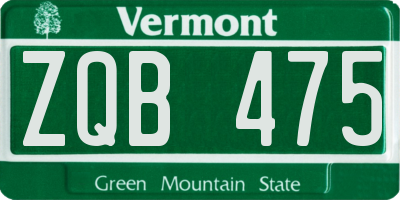 VT license plate ZQB475
