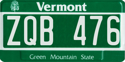 VT license plate ZQB476