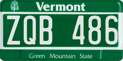 VT license plate ZQB486