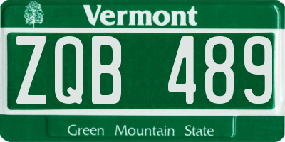 VT license plate ZQB489