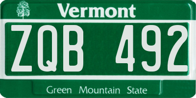 VT license plate ZQB492