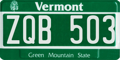 VT license plate ZQB503