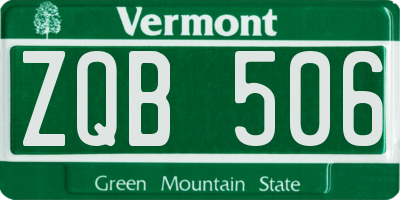 VT license plate ZQB506